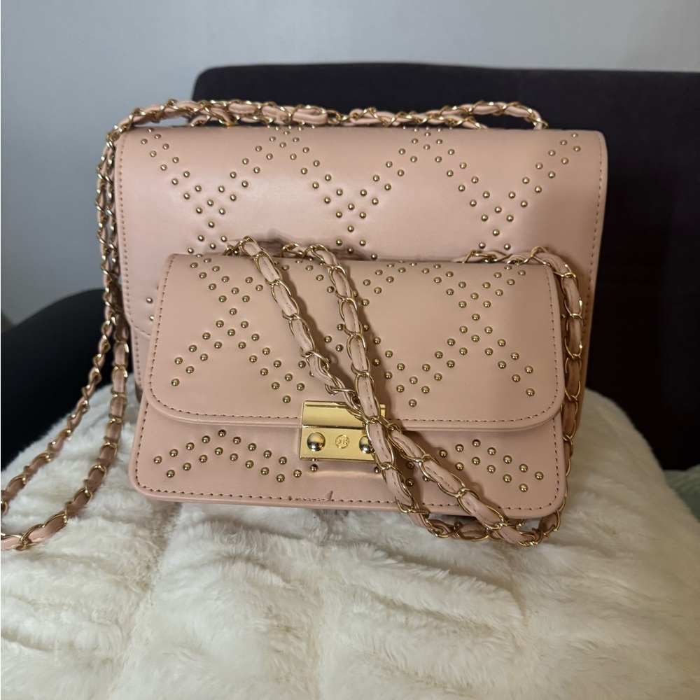 Chic Blush Studded Crossbody Bag